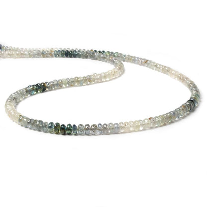 3.5-4.5mm White & Blue Sapphire plain rondelles 18 inch 200 beads