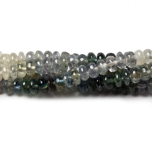 3.5-4.5mm White & Blue Sapphire plain rondelles 18 inch 200 beads