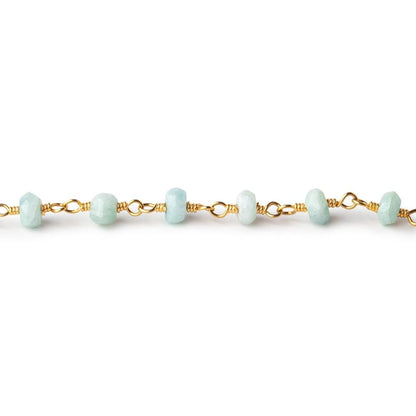 3.5-4mm Amazonite faceted rondelle Gold Chain by the foot 36 pieces
