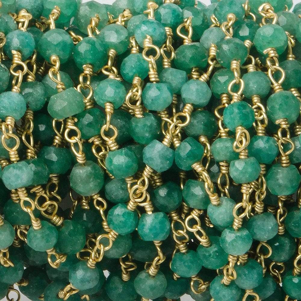 3.5-4mm Amazonite faceted rondelle Gold plated Chain by the foot 34 beads
