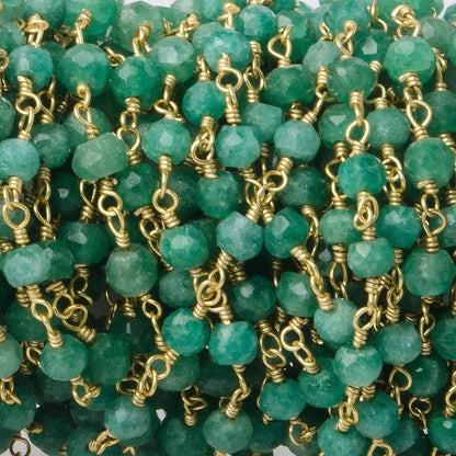 3.5-4mm Amazonite faceted rondelle Gold plated Chain by the foot 34 beads