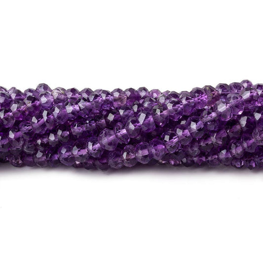 3.5-4mm Amethyst Faceted Rondelle Beads 14 inch 115 beads