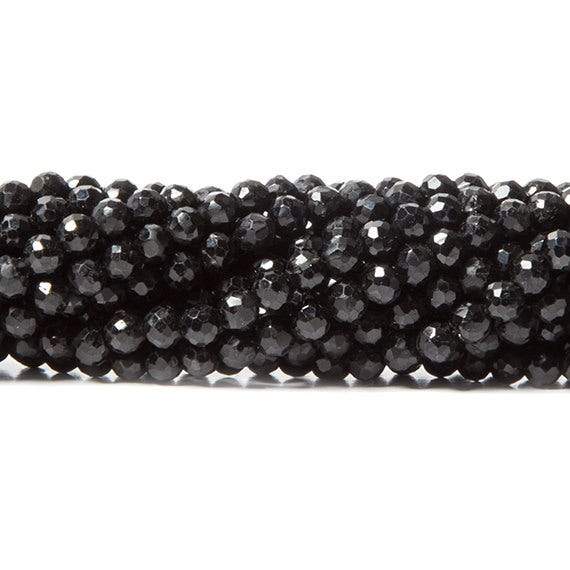3.5-4mm Black Tourmaline Beads Faceted Round 94 pcs