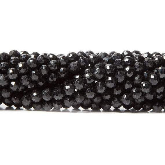 3.5-4mm Black Tourmaline Beads Faceted Round 94 pcs
