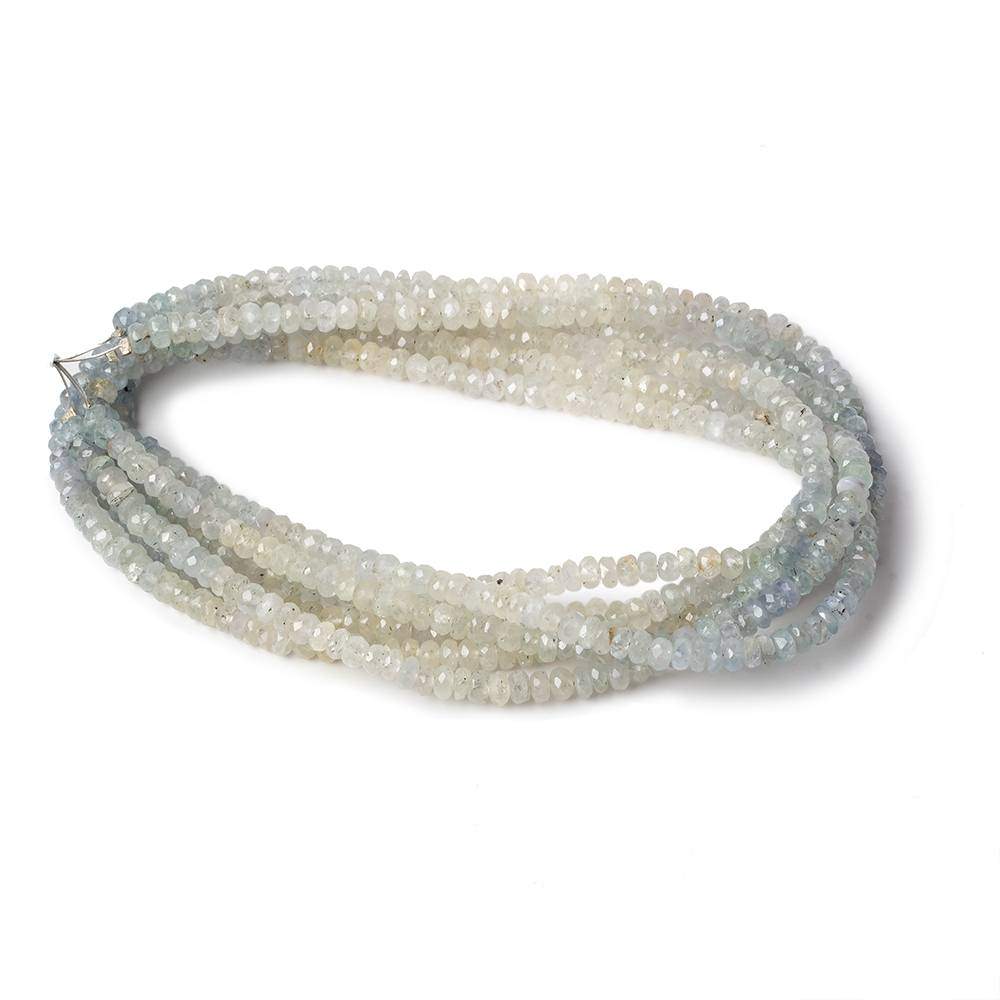 3.5 - 4mm Blue and White Sapphire Faceted Rondelle Beads 18 inch A Grade