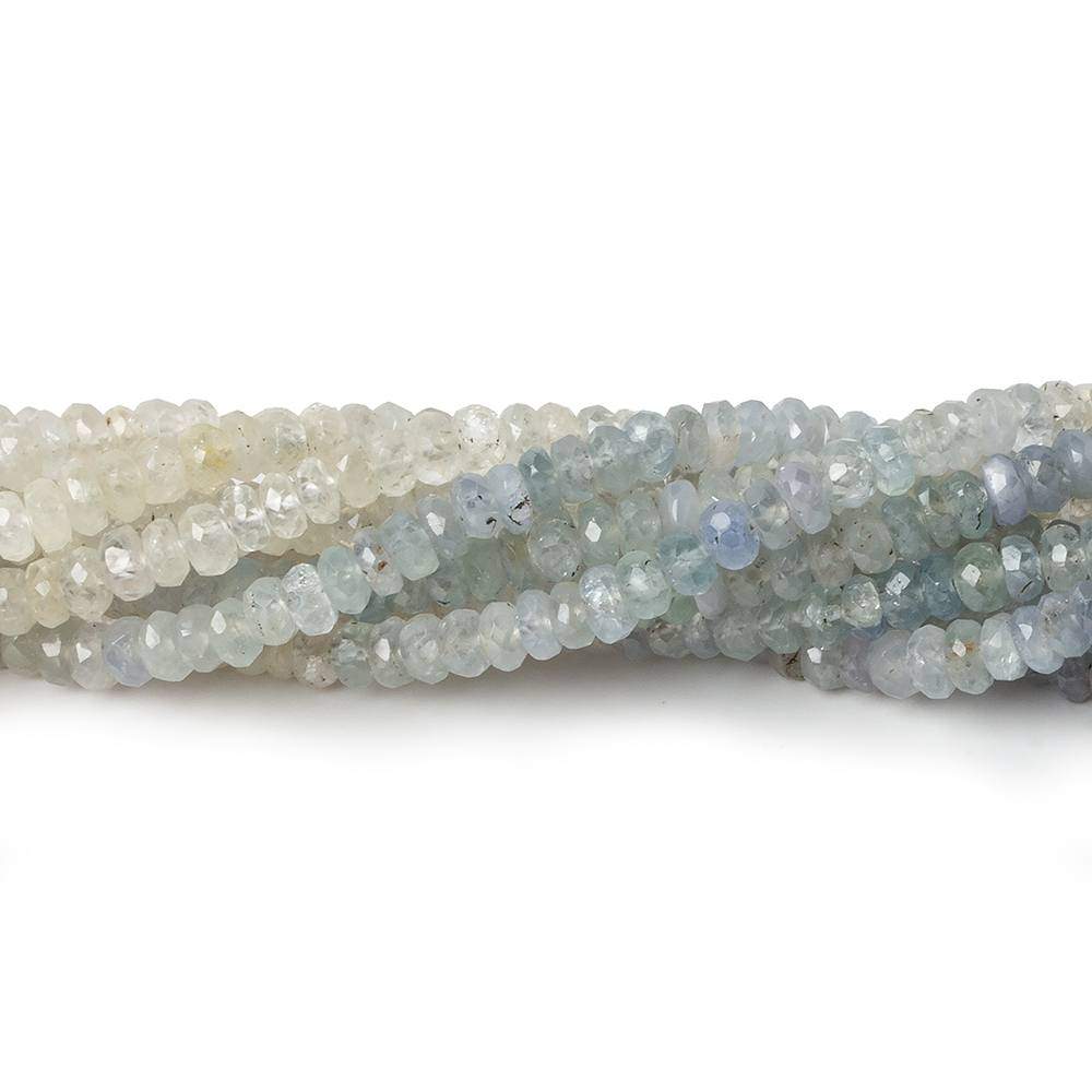 3.5 - 4mm Blue and White Sapphire Faceted Rondelle Beads 18 inch A Grade