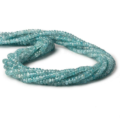 3.5-4mm Blue Zircon faceted rondelles 16 inch 155 beads A