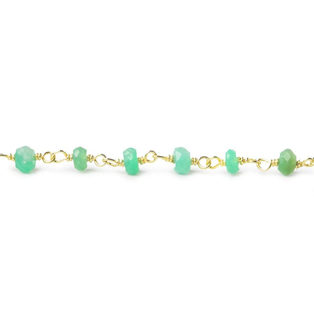 3.5-4mm Chrysoprase faceted rondelle Vermeil Chain by the foot 40 beads