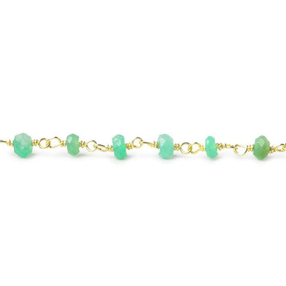 3.5-4mm Chrysoprase faceted rondelle Vermeil Chain by the foot 40 beads