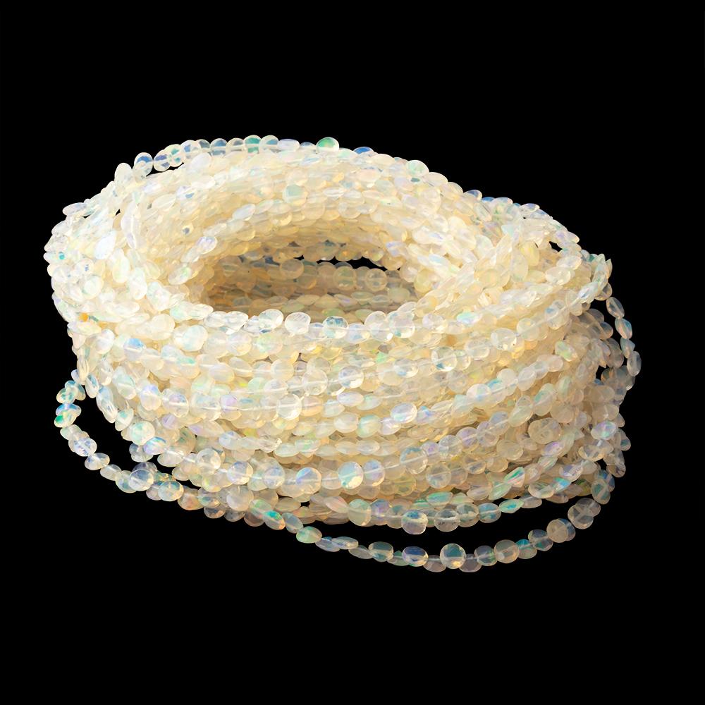 3.5-4mm Ethiopian Opal Pavilion Faceted Coin 16 inch 126 Beads AA