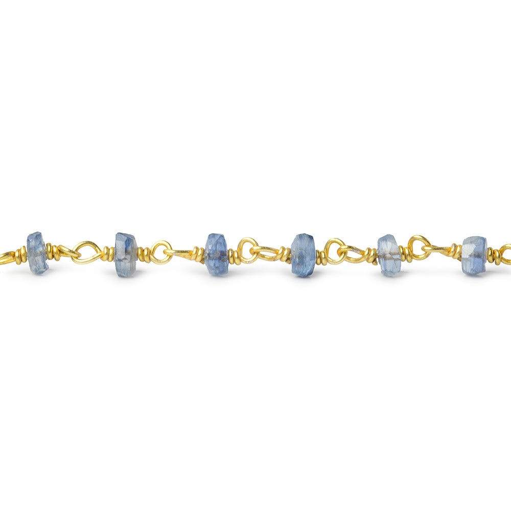 3.5-4mm Kyanite faceted rondelle Vermeil Chain by the foot 40 beads AAA