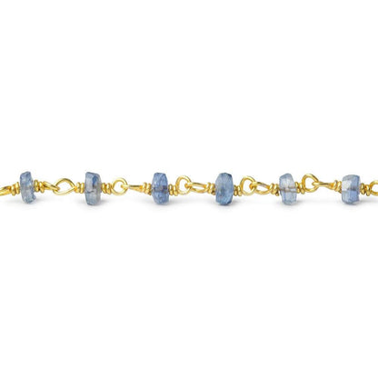 3.5-4mm Kyanite faceted rondelle Vermeil Chain by the foot 40 beads AAA