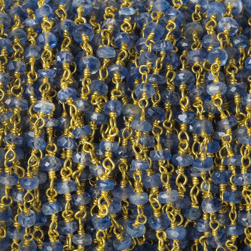 3.5-4mm Kyanite faceted rondelle Vermeil Chain by the foot 40 beads AAA