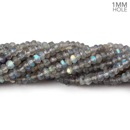 3.5-4mm Labradorite 1mm drill hole faceted rondelle Beads 12.5 inch 125 pieces