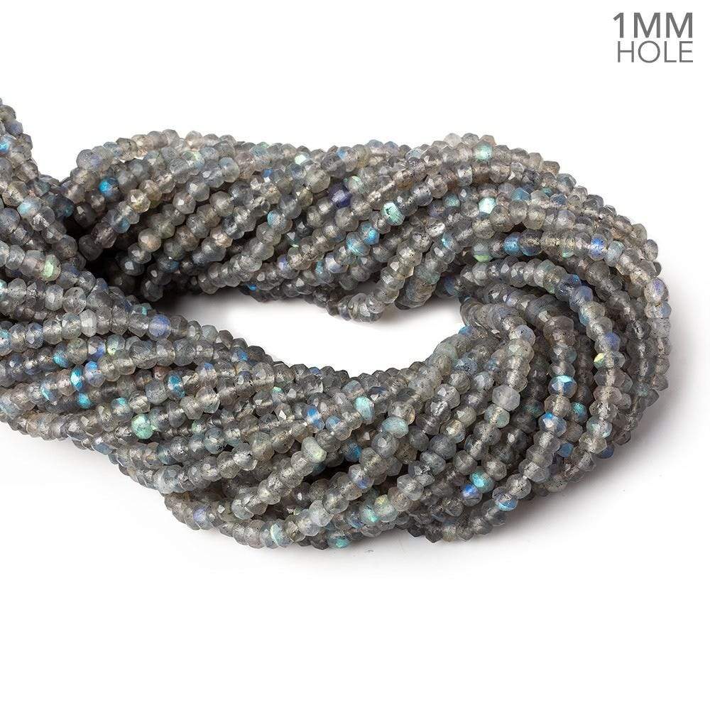 3.5-4mm Labradorite 1mm drill hole faceted rondelle Beads 12.5 inch 125 pieces