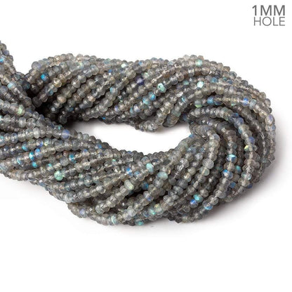 3.5-4mm Labradorite 1mm drill hole faceted rondelle Beads 12.5 inch 125 pieces