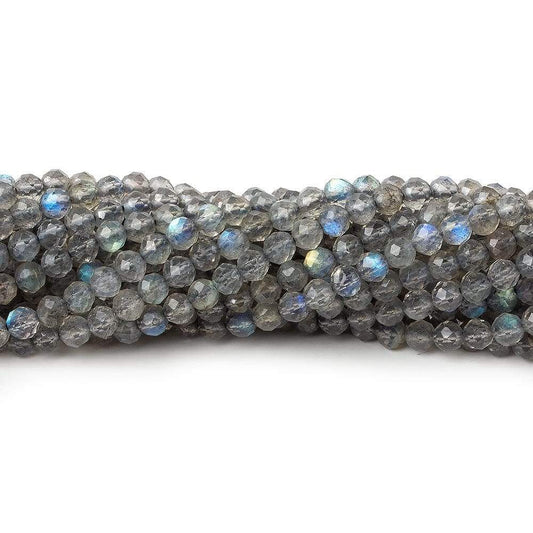 3.8mm Labradorite Beads Micro Faceted Round 13 inch 95 pieces