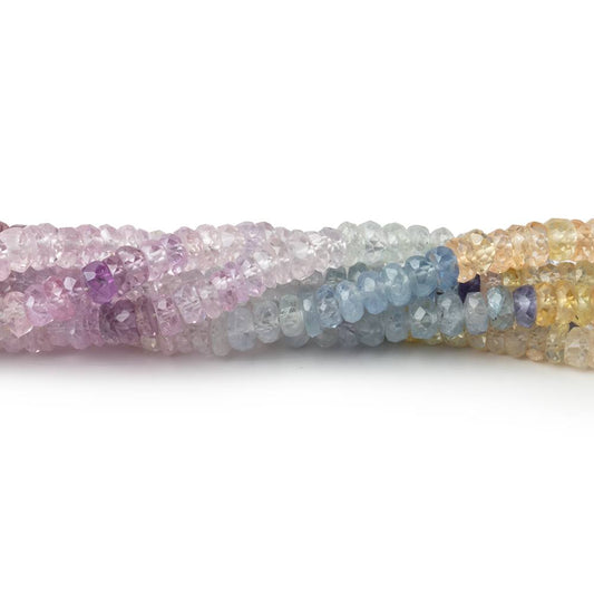 3.5-4mm Madagascar Sapphire Faceted Rondelle 18 inch 260 Beads AA