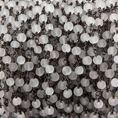 3.5-4mm Matte Crystal Quartz round Black Gold Chain by the foot 33 pieces