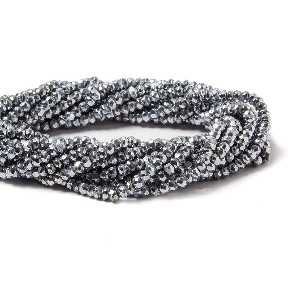 3.5-4mm Metallic Bluish Silver plated Pyrite faceted rondelle Beads 13 inch 104 pcs