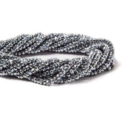 3.5-4mm Metallic Bluish Silver plated Pyrite faceted rondelle Beads 13 inch 104 pcs