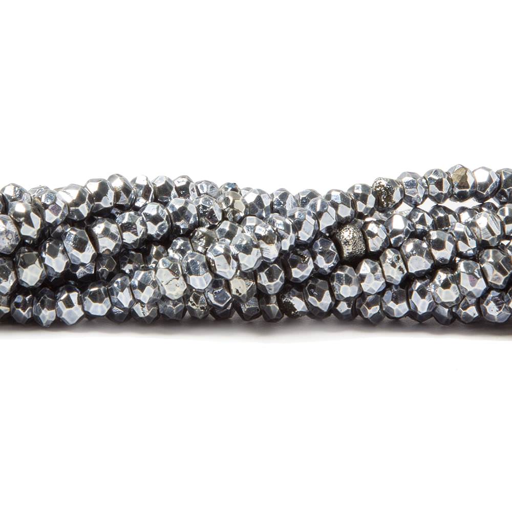 3.5-4mm Metallic Bluish Silver plated Pyrite faceted rondelle Beads 13 inch 104 pcs