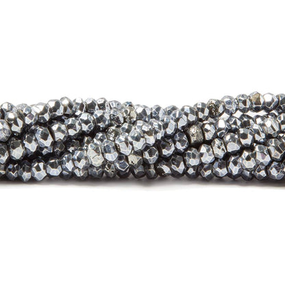 3.5-4mm Metallic Bluish Silver plated Pyrite faceted rondelle Beads 13 inch 104 pcs