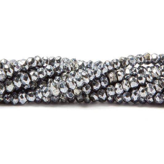 3.5-4mm Metallic Bluish Silver plated Pyrite faceted rondelle Beads 13 inch 104 pcs
