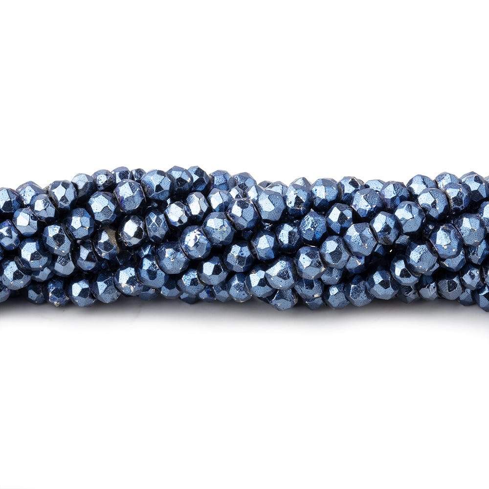 3.5-4mm Metallic Cadet Blue plated Pyrite faceted rondelle Beads 13 inch 104 pcs