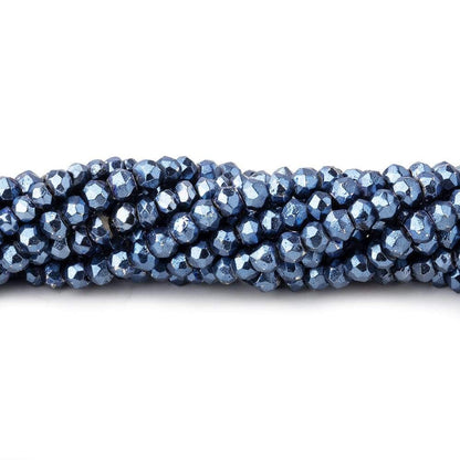 3.5-4mm Metallic Cadet Blue plated Pyrite faceted rondelle Beads 13 inch 104 pcs