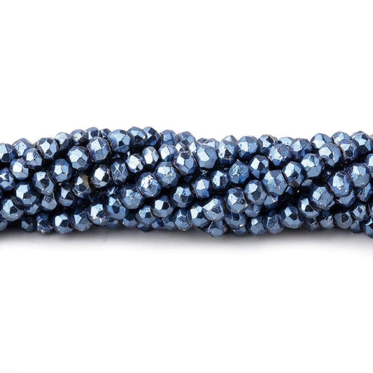3.5-4mm Metallic Cadet Blue plated Pyrite faceted rondelle Beads 13 inch 104 pcs