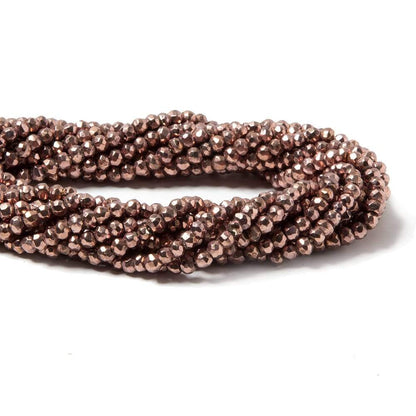 3.5-4mm Metallic Cocoa Brown plated Pyrite faceted rondelle Beads 13 inch 117 pcs