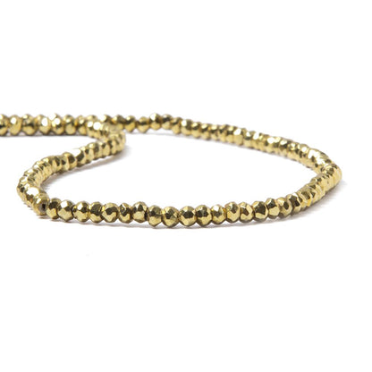 3.5-4mm Metallic Gold plated Pyrite faceted rondelle Beads 13 inch 118 pcs