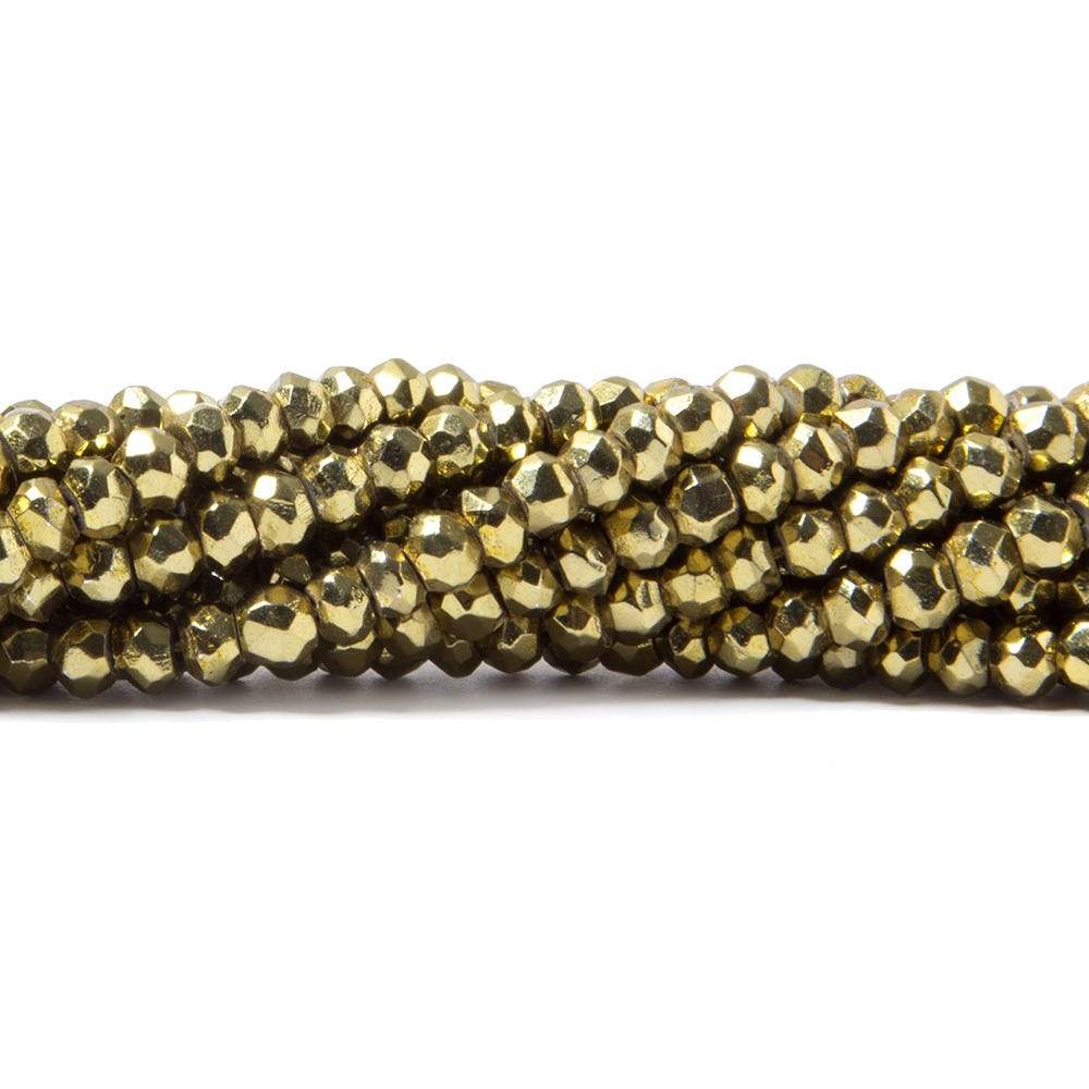 3.5-4mm Metallic Gold plated Pyrite faceted rondelle Beads 13 inch 118 pcs