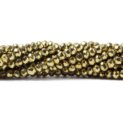 3.5-4mm Metallic Gold plated Pyrite faceted rondelle Beads 13 inch 118 pcs