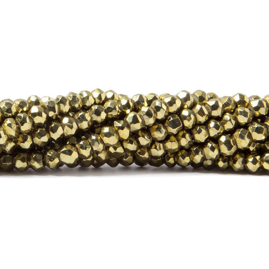 3.5-4mm Metallic Gold plated Pyrite faceted rondelle Beads 13 inch 118 pcs