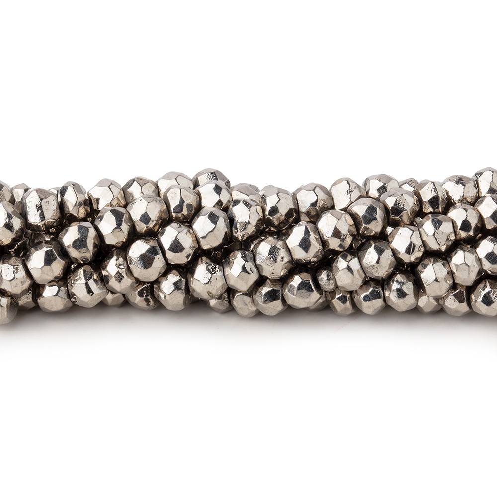 3.5-4mm Metallic Silver plated Pyrite faceted rondelle Beads 13 inch 104 pcs