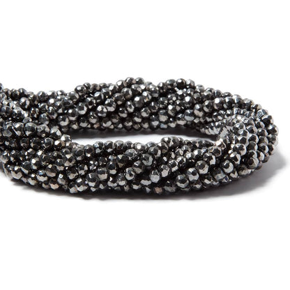 3.5-4mm Metallic Smoky Grey plated Pyrite faceted rondelle Beads 13 inch 102 pcs