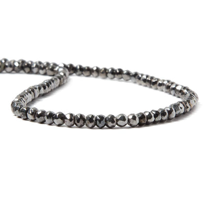 3.5-4mm Metallic Smoky Grey plated Pyrite faceted rondelle Beads 13 inch 102 pcs