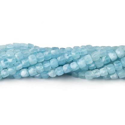 3.5-4mm Milky Aquamarine micro faceted cubes 12.5 inch 80 pieces A