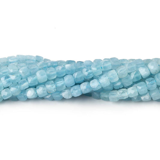 3.5-4mm Milky Aquamarine micro faceted cubes 12.5 inch 80 pieces A