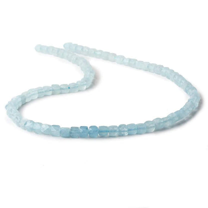 3.5-4mm Milky Aquamarine micro faceted cubes 12.5 inch 80 pieces A