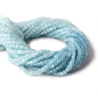 3.5-4mm Milky Aquamarine micro faceted cubes 12.5 inch 80 pieces A