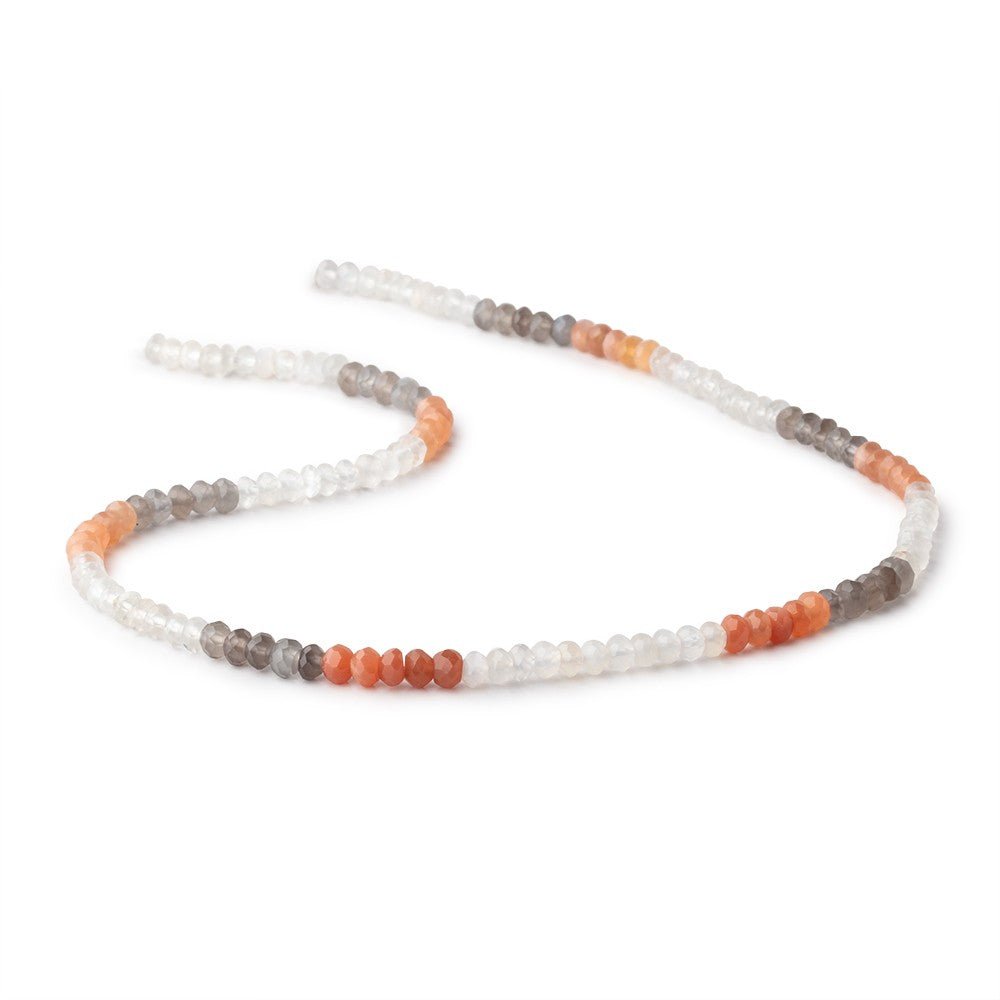 3.5-4mm Multi Color Moonstone Faceted Rondelle Beads 14 inches 134 pieces