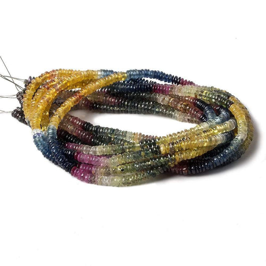 3.5-4mm Multi Color Sapphire Plain Rondelle 16 inch 312 pcs