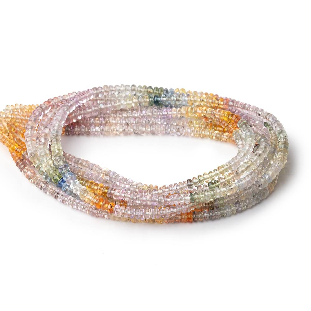 3.5-4mm Multi Color Sapphire Plain Rondelle Beads 18 inch 245 pieces AAA