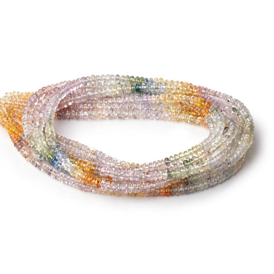 3.5-4mm Multi Color Sapphire Plain Rondelle Beads 18 inch 245 pieces AAA