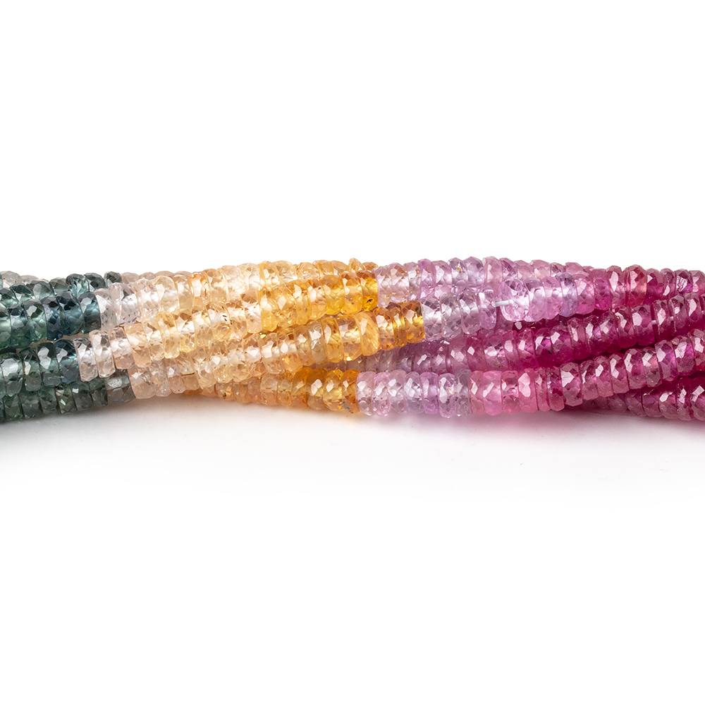 3.5-4mm Multi Color Sapphire & Ruby Faceted Heishi Beads 17 inch 300 pieces