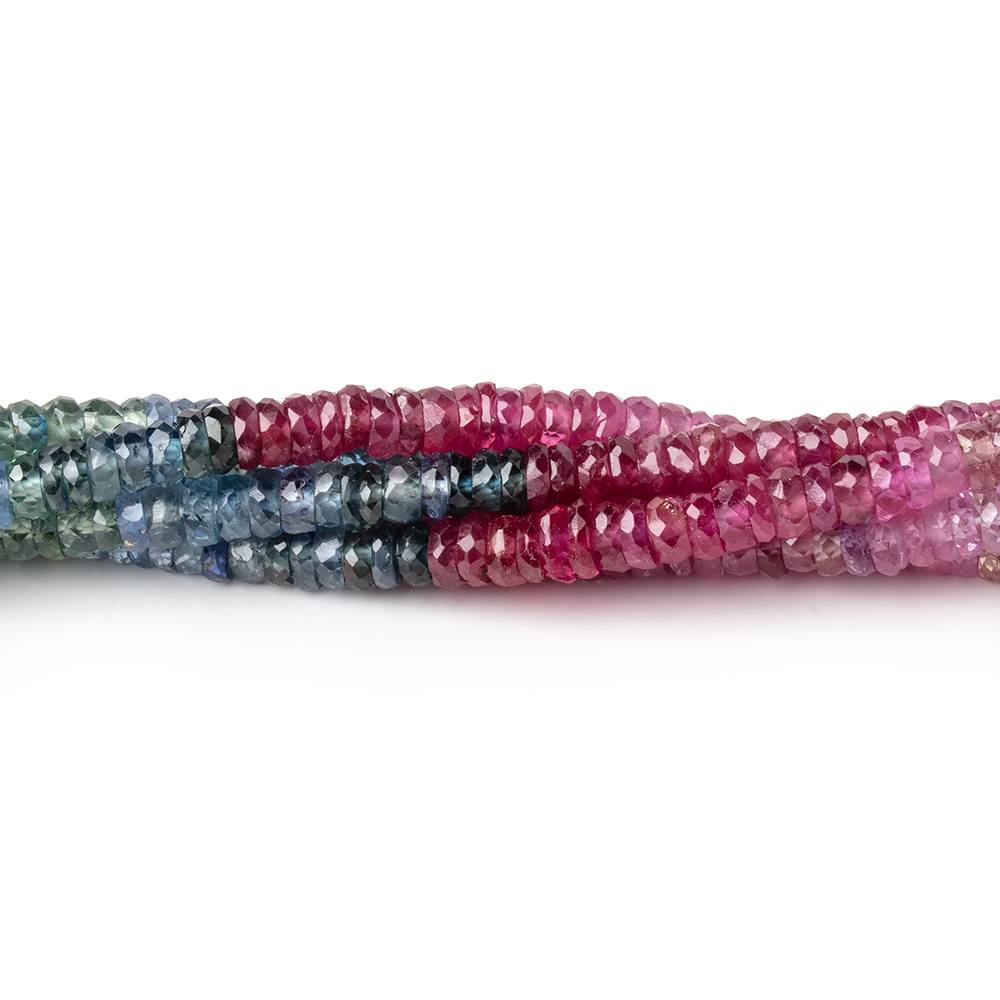 3.5-4mm Multi Color Sapphire & Ruby Faceted Heishi Beads 17.5 inch 290 pieces
