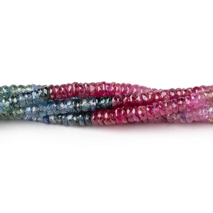 3.5-4mm Multi Color Sapphire & Ruby Faceted Heishi Beads 17.5 inch 290 pieces